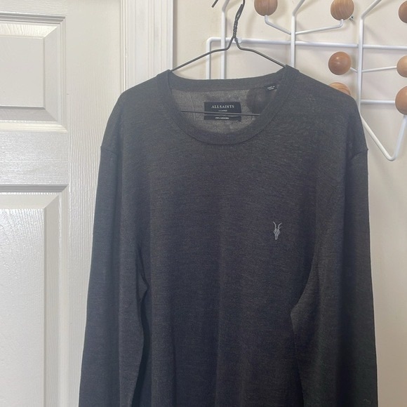 All Saints - Long Sleeve 100% Merino Sweater - Dark Grey - XL - Picture 2 of 6